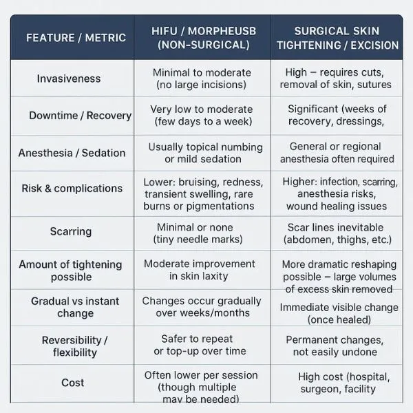 Lost the Weight but Not the Loose Skin? 3 A table showing the benefits of Lipo Sculpt Dunchurch treatments to combat loose skin.